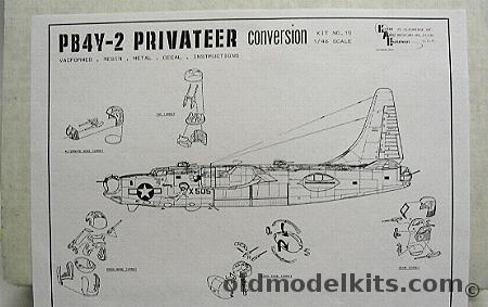 Koster 1/48 PB4Y-2 Privateer Conversion for the 1/48 Monogram B-24 - (PB4Y2), 19 plastic model kit